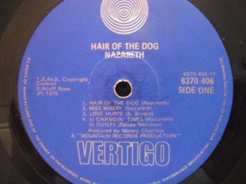 RARE!!! NAZARETH - HAIR OF THE DOG (FEATURING LOVE HURTS) VINYL, LP, RECORD.
